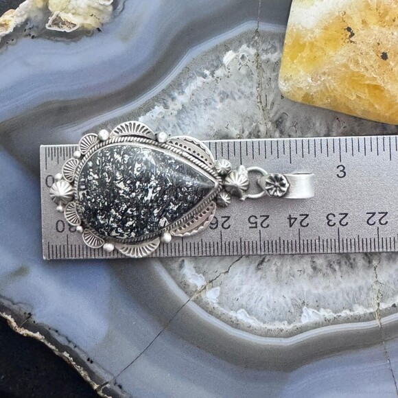 Sterling Southwestern Style Teardrop Petrified Wood Decorated Pendant For Women - Picture 10 of 10